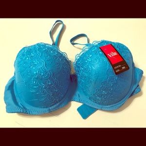 Turquoise Blue Padded Lace Bra